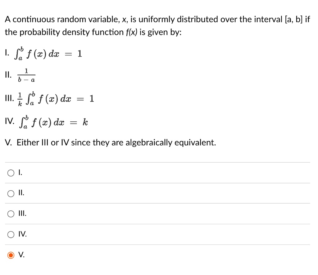 SOLVED A Continuous Random Variable X Is Uniformly Distributed Over