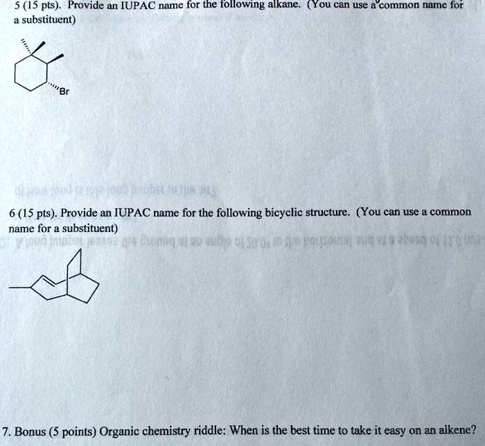 Solved Texts Pts Provide An Iupac Name For The Following