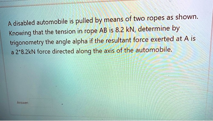 SOLVED Disabled Automobile Is Pulled By Means Of Two Ropes As Shown