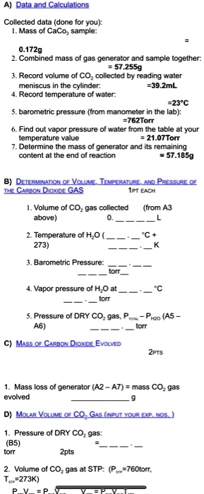 SOLVED A Data And Calculabions Collected Data Done For You Mass