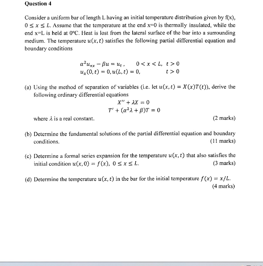 Solved Consider A Uniform Bar Of Length L Having An Initial