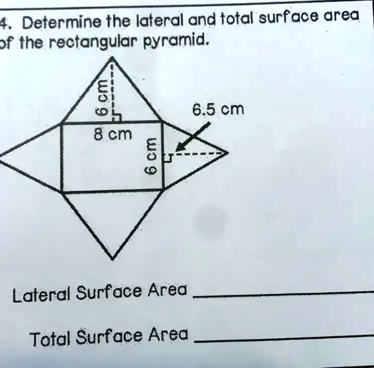 SOLVED Determine The Lateral And Total Surface Area F The