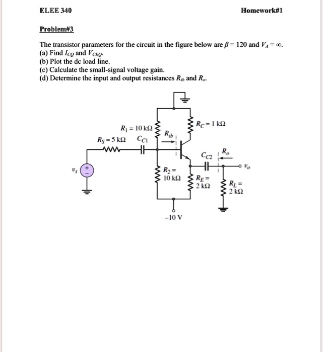 SOLVED ELEE 340 Homework 1 Problem 3 The Transistor Parameters For