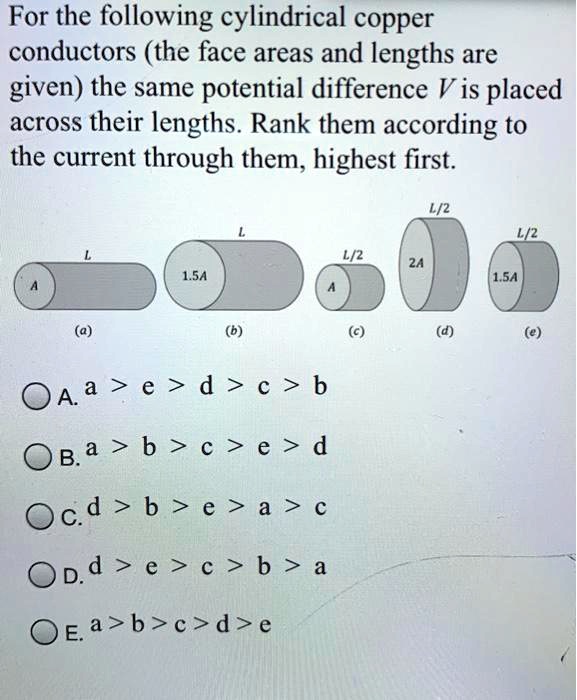 SOLVED For The Following Cylindrical Copper Conductors The Face Areas