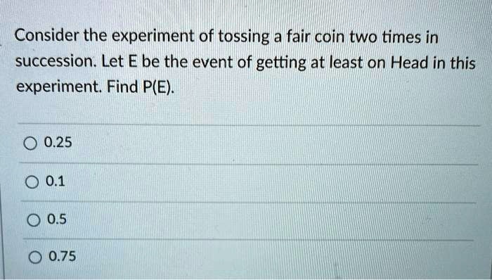 Solved Consider The Experiment Of Tossing A Fair Coin Two Times In