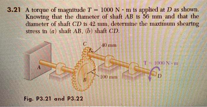 SOLVED 3 21A Torque Of Magnitude T 1000 Nm Is Applied At D As Shown