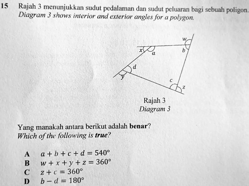 Solved Rajah Menunjukkan Sudut Pedalaman Dan Sudut Peluaran Bagi