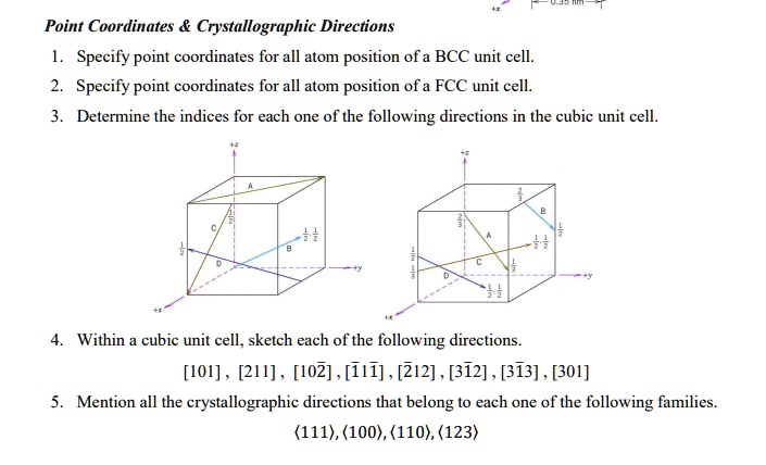 Solved Point Coordinates Crystallographic Directions Specify Point