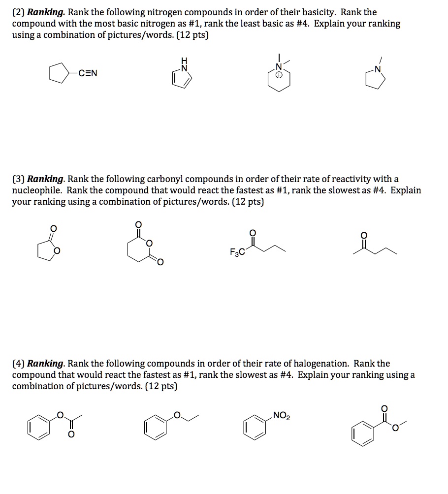 Solved Ranking Rank The Following Nitrogen Compounds In Order Of