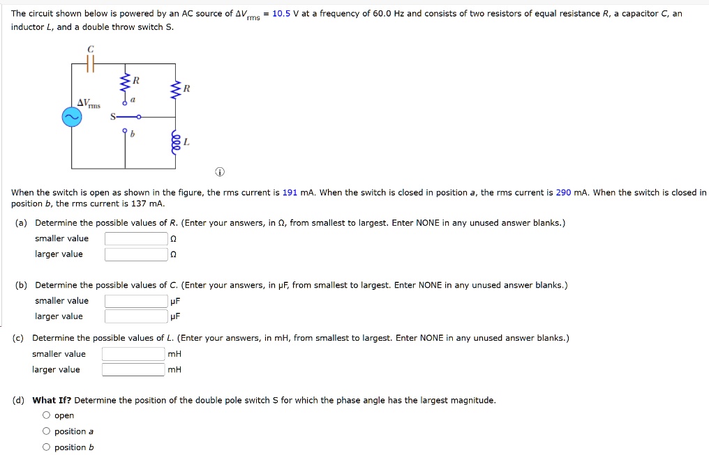 Solved The Circuit Shown Below Is Powered By An Ac Source Of Vrms