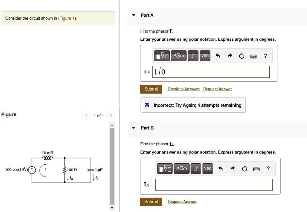 SOLVED Part C Find Ic Part D Construct The Phasor Diagram Part A