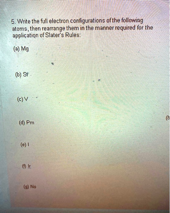 Solved Write The Full Electron Configurations Ofthe Following Atoms