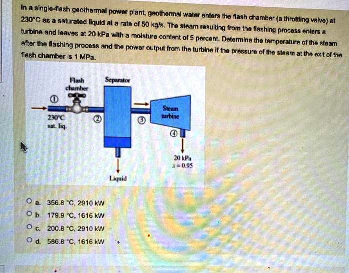 Solved In A Single Flash Geothermal Power Plant Geothermal Water