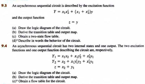 93 An Asynchronous Sequential Circuit Is Described By The Excitation