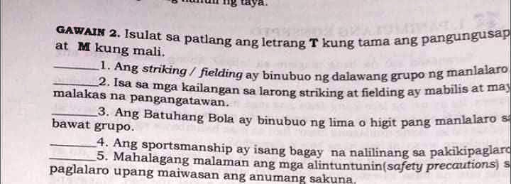 Solved Pa Sagot Po Ulet Thank You Gawain Isulat Sa Patlang Ang Letrang