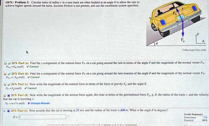 20 Problem 3 Circular Turns Of Radius R In A Race Track Are Often