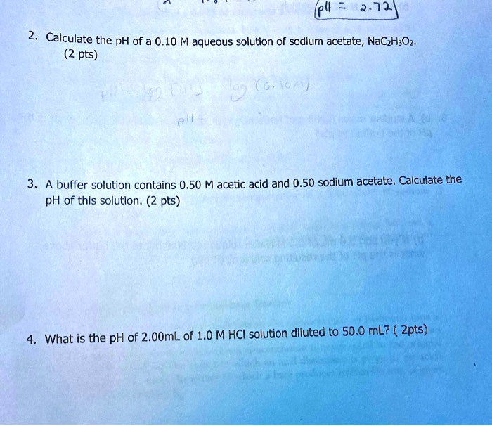 Solved El Calculate The Ph Of A M Aqueous Solution Of