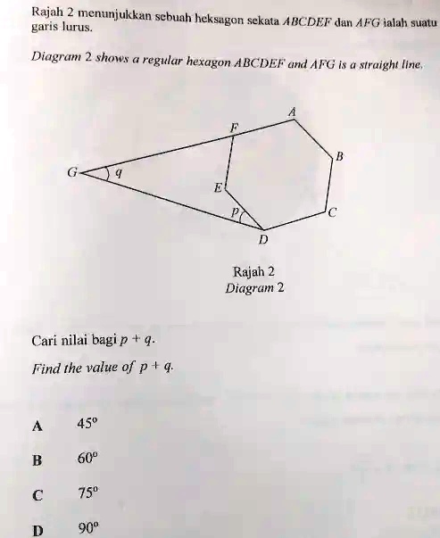 SOLVED Rajah Menunjukkan Sebuah Heksagon Garis Lurus Sekata AUCDEF Dan