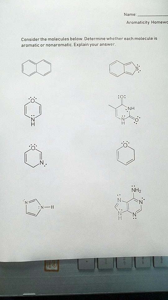 Solved Name Aromaticity Homewc Consider The Molecules Below