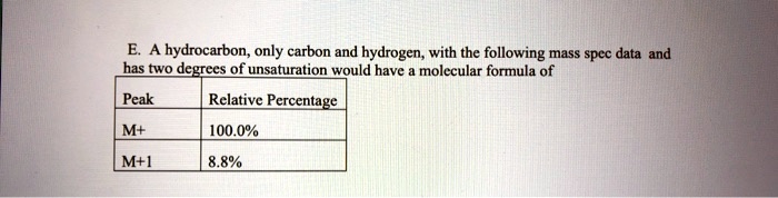 SOLVED A Hydrocarbon Only Carbon And Hydrogen With The Following Mass