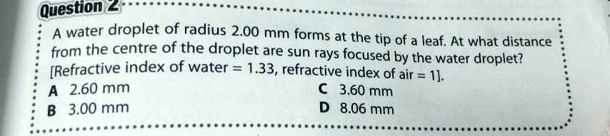 Solved Question Water Droplet Of Radius Mm Forms At The Tip Of