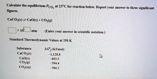 SOLVED Calculate The Equilibrium Pco At 250C For Reaction Below