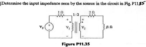 Solved Determine The Input Impedance Seen By The Source In The Circuit