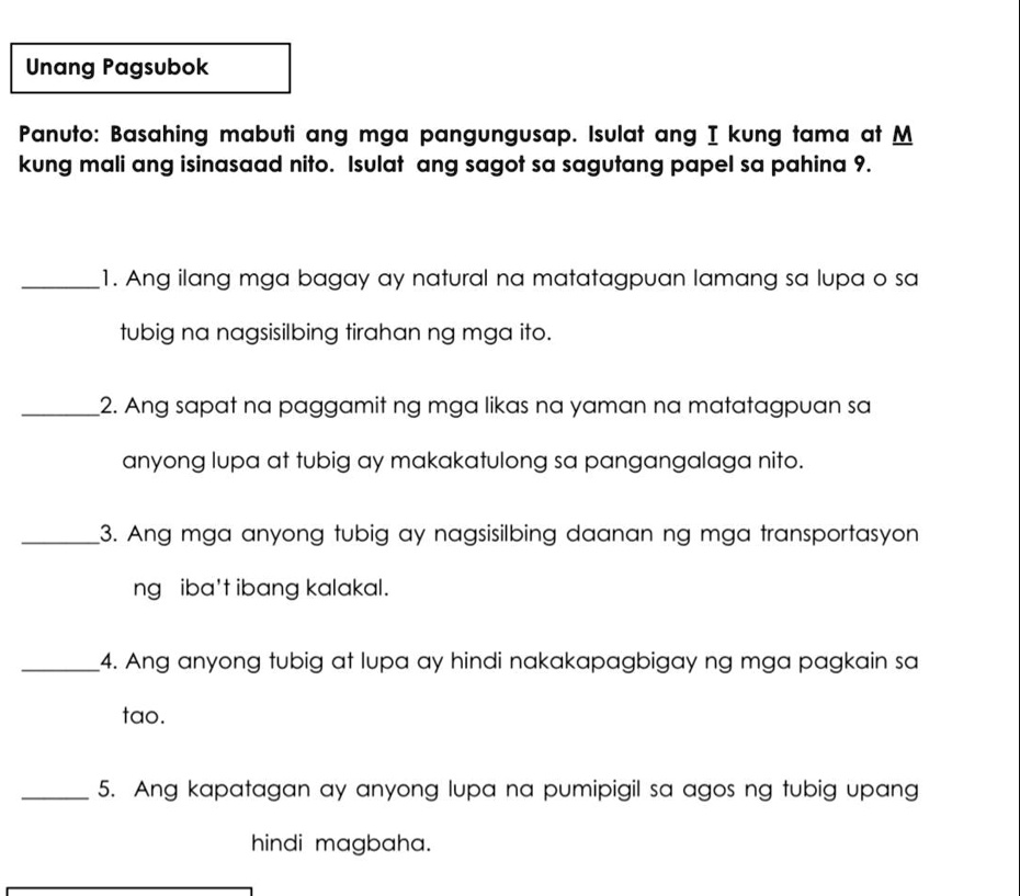 Solved Answer Nonsense You Will Be Reported Unang Pagsubok Panuto