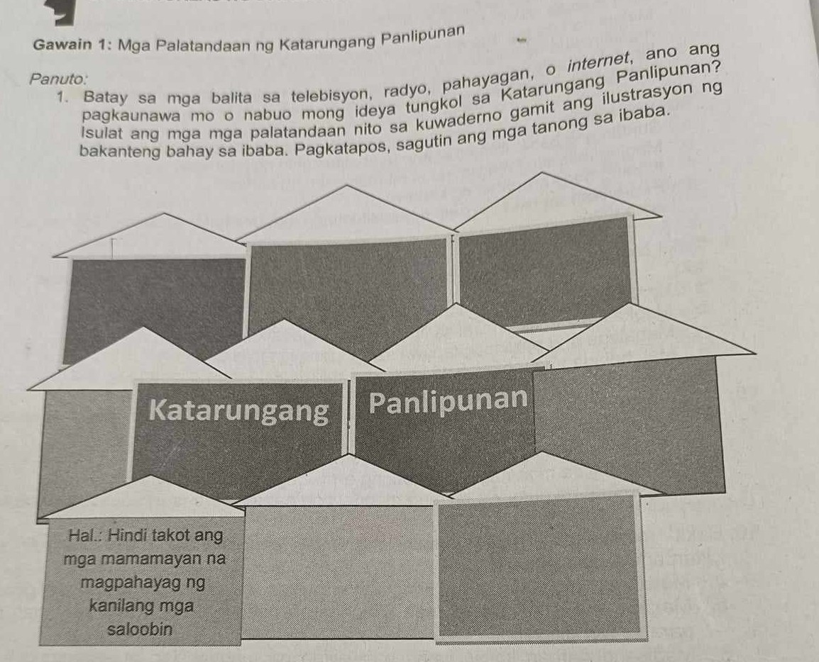 Solved Gawain Mga Palatandaan Ng Katarungang Panlipunan Panuto