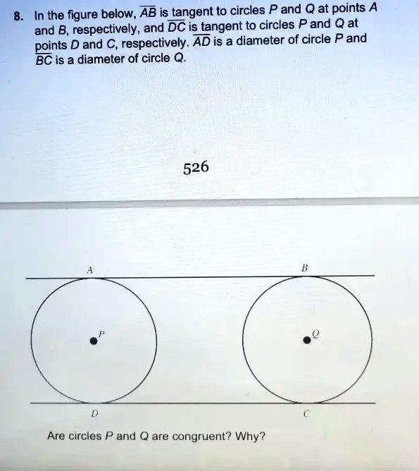 SOLVED In The Figure Below AB Is Tangent To Circles P And Q At Points