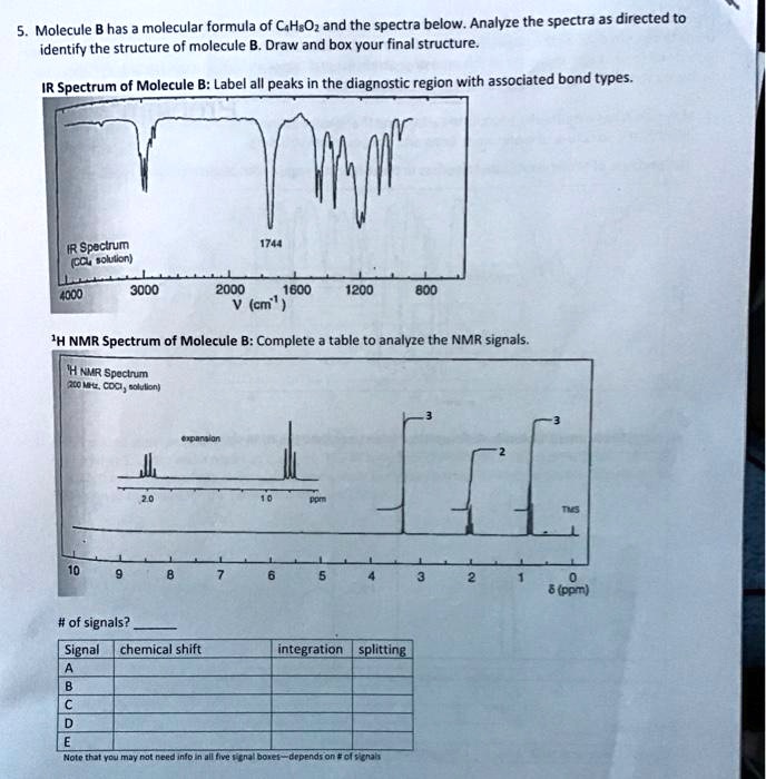 Solved Molecule B Has Molecular Formula Of Chaoz And The Spectra