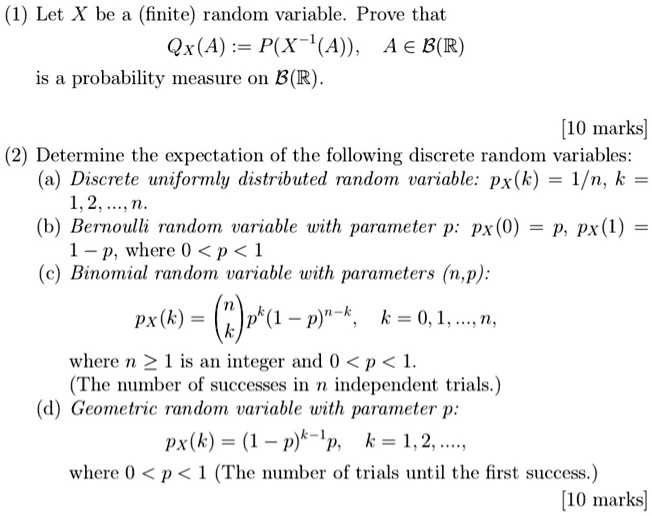 SOLVED Let X Be A Finite Random Variable Prove That Qx A P X