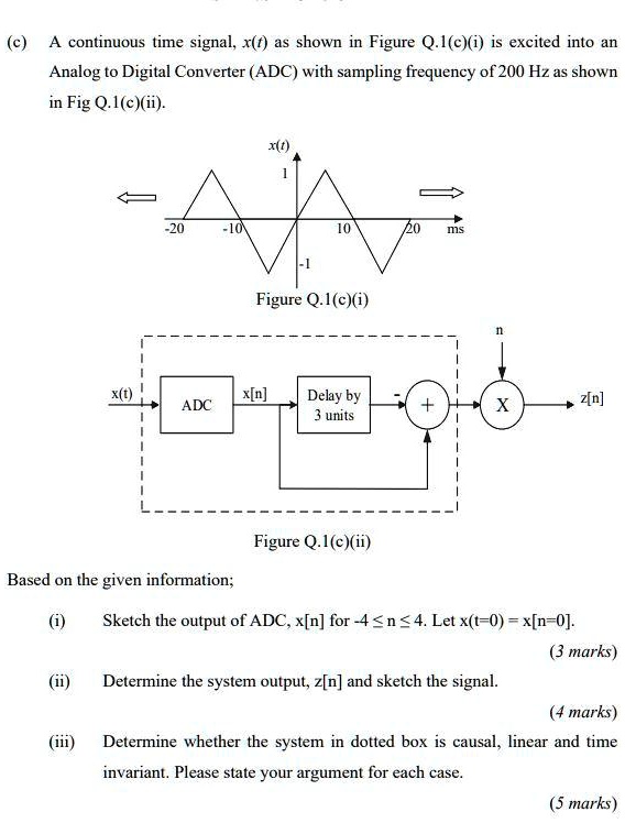 Solved C A Continuous Time Signal X T As Shown In Figure Q C Is