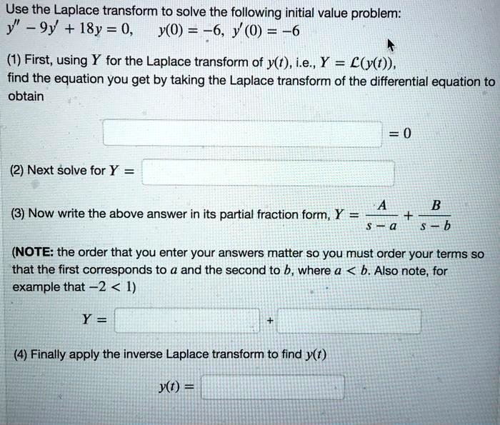 Solved Use The Laplace Transform To Solve The Following Initial Value