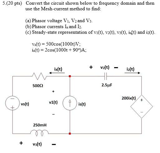 Solved Pts Convert The Circuit Shown Below To The Frequency