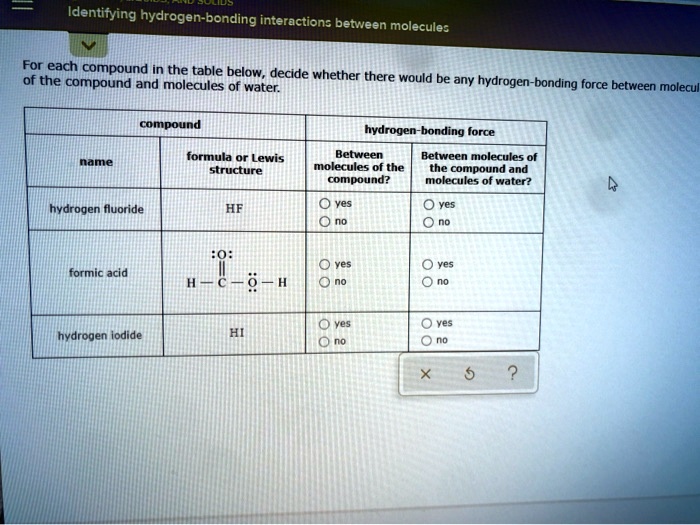 SOLVED Identifying Hydrogen Bonding Interaction Between Molecule