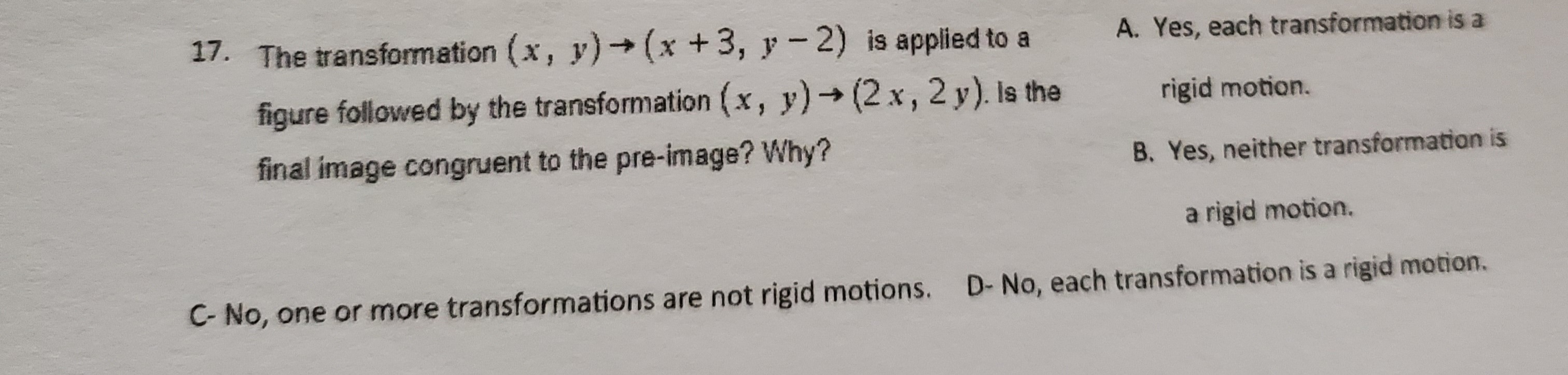 Solved The Transformation X Y X Y Is Applied To A A