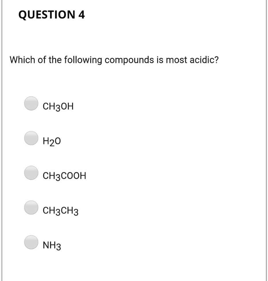 Solved Question Which Of The Following Compounds Is Most Acidic