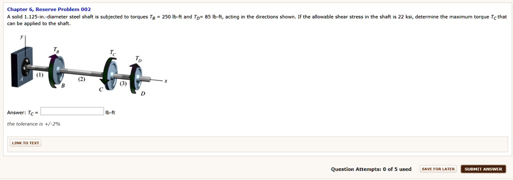 SOLVED Chapter 6 Reserve Problem 002 A Solid 1 125 In Diameter Steel