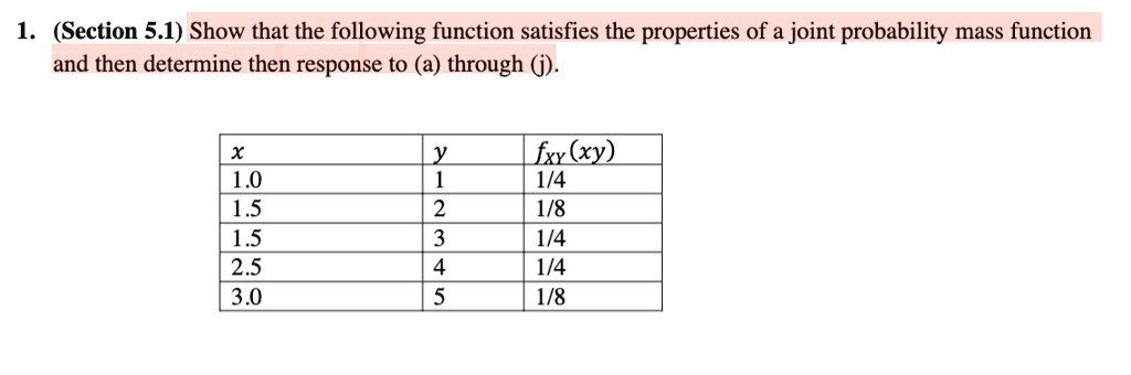 SOLVED 1 Section 5 1 Show That The Following Function Satisfies The