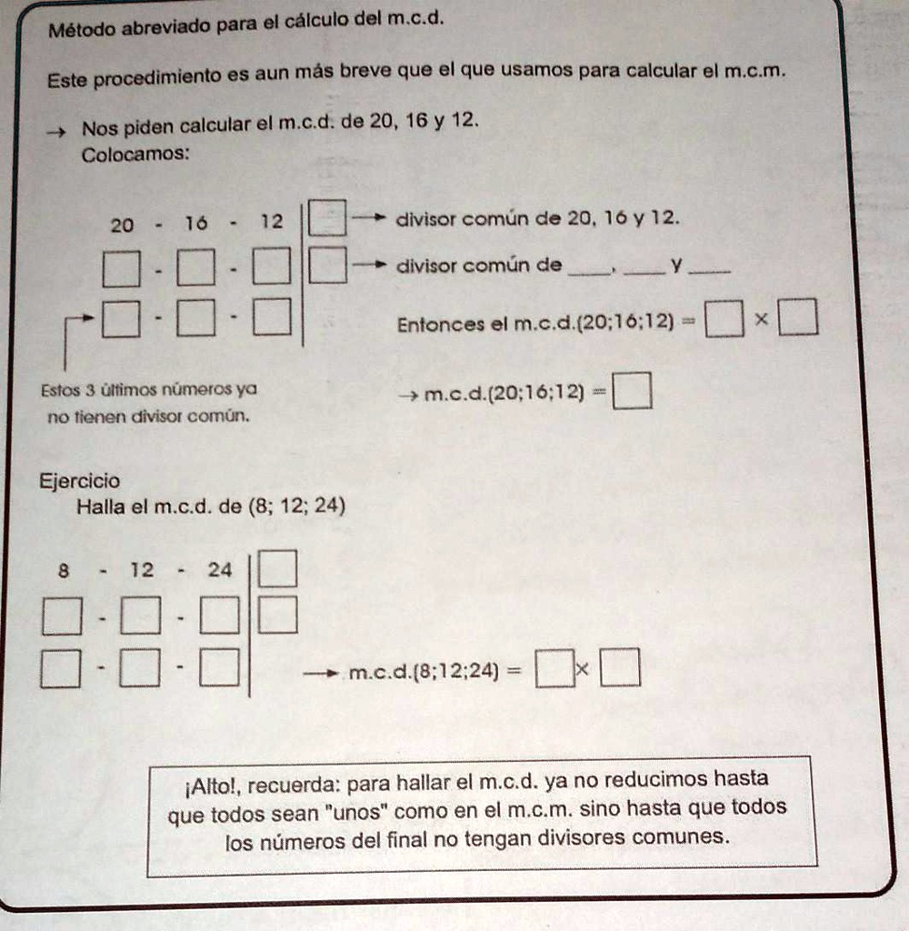 Solved M Todo Abreviado Para El C Lculo Del M C D Este Procedimiento