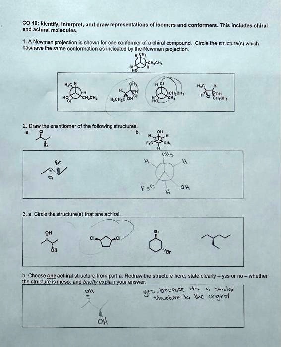 SOLVED And Achiral Molecules 1 A Newman Projection Is Shown For One