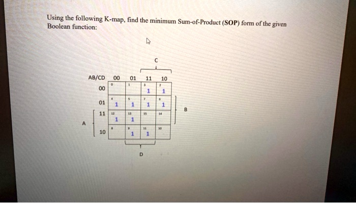 SOLVED Using Following K Map Find The Minimum Sum Of Product SOP