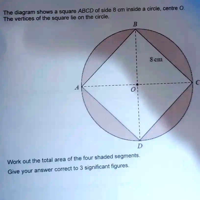 The Diagram Shows A Square Abcd Of Side Cm Inside A Circle Centre