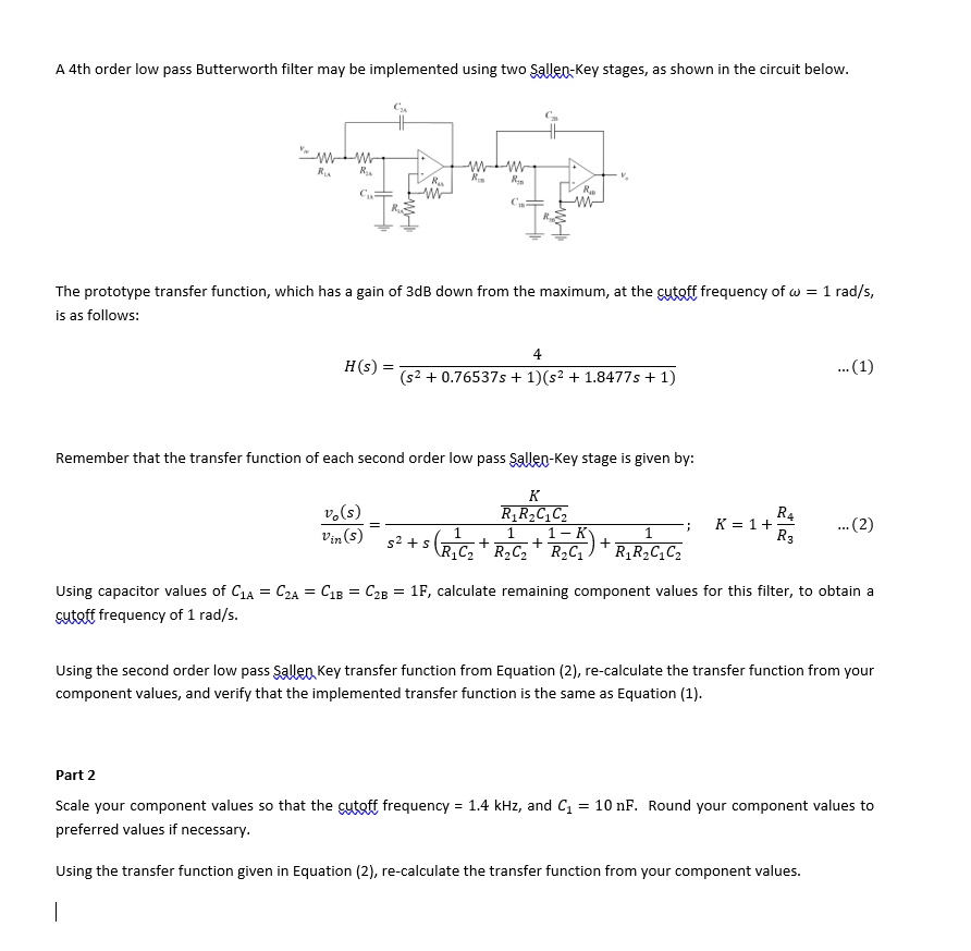 Solved Texts A Th Order Low Pass Butterworth Filter May Be