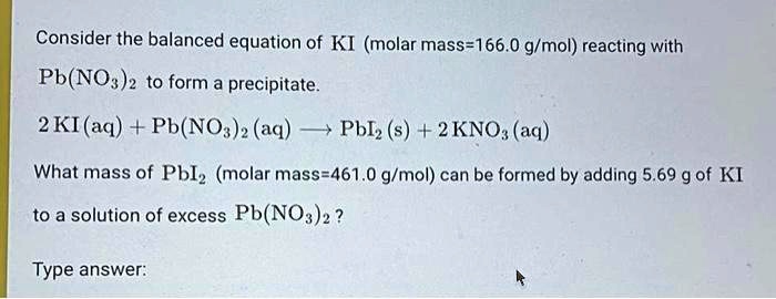 SOLVED Consider The Balanced Equation Of KT Molar Mass 166 0 G Mol