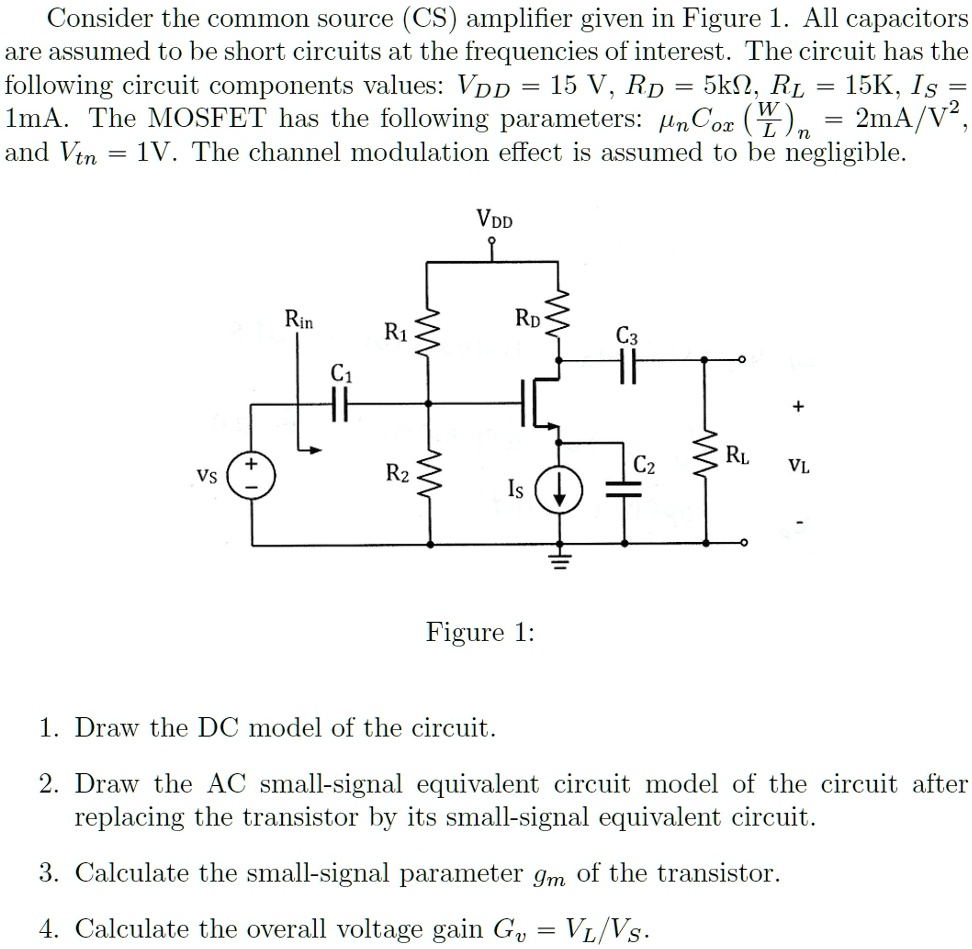 SOLVED Consider The Common Source CS Amplifier Given In Figure 1