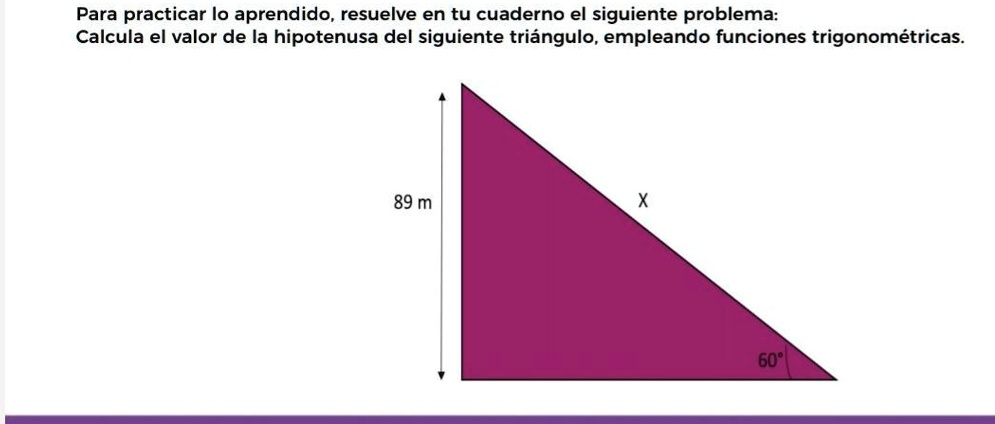 Solved Calcula El Valor De La Hipotenusa Del Siguiente Tri Ngulo