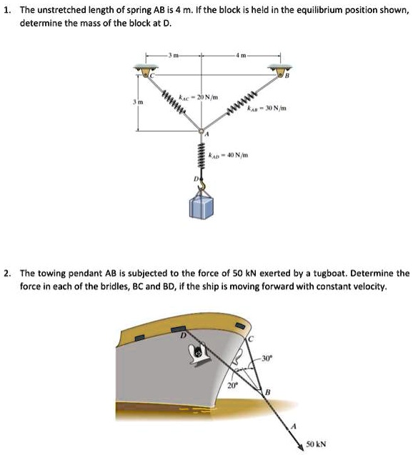 The Unstretched Length Of Spring Ab Is M If The Block Is Held In The