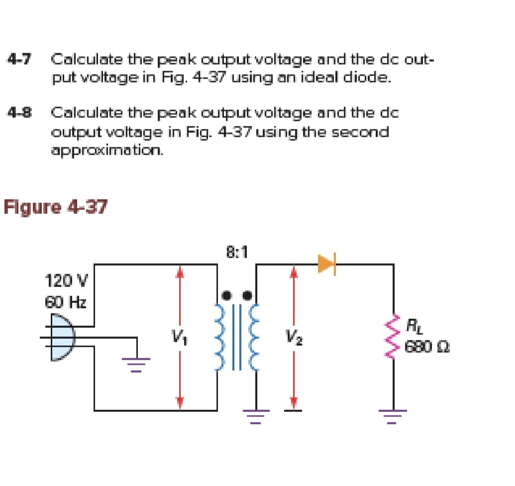 SOLVED 4 7 Calculate The Peak Output Voltage And The Dc Output Voltage